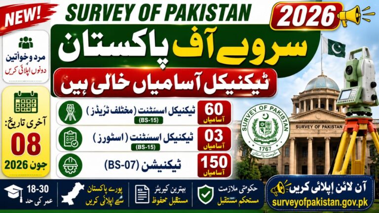 Technical Jobs Advertisement in Survey of Pakistan Jobs 2026