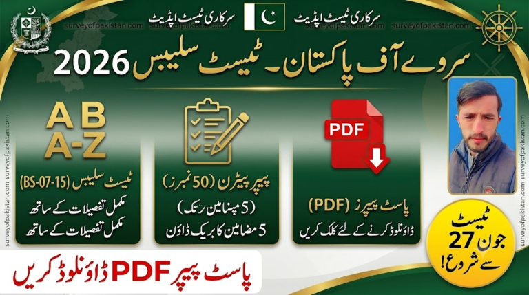Survey of Pakistan Written Test Syllabus 2026