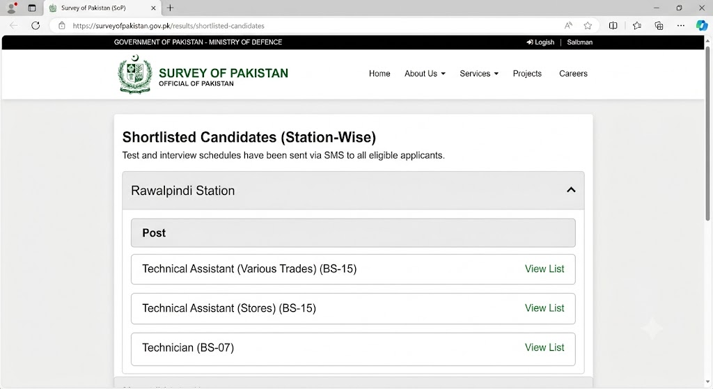 Shortlisted Candidates List