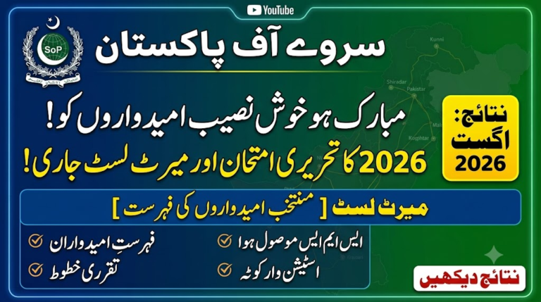 Survey of Pakistan Written Test Result 2026